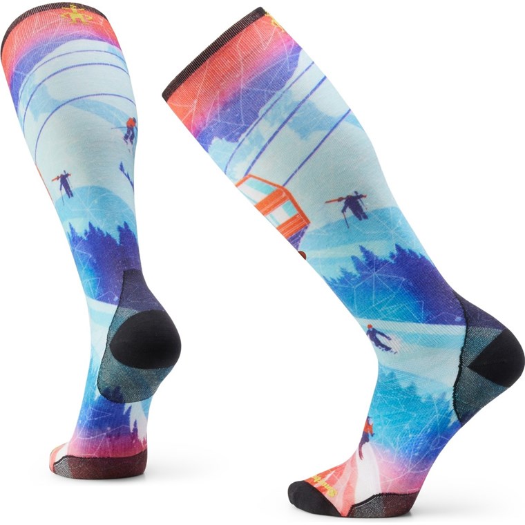 Smartwool Ski Zero Cushion Ski Day Print OTC Socks Laguna Blue